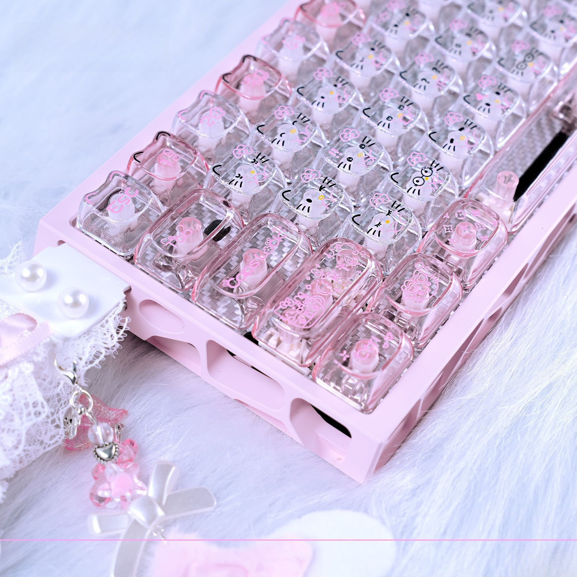 Gaming Accessories Japan - Anime Sanrio Hello Kitty Transparent Keycaps
