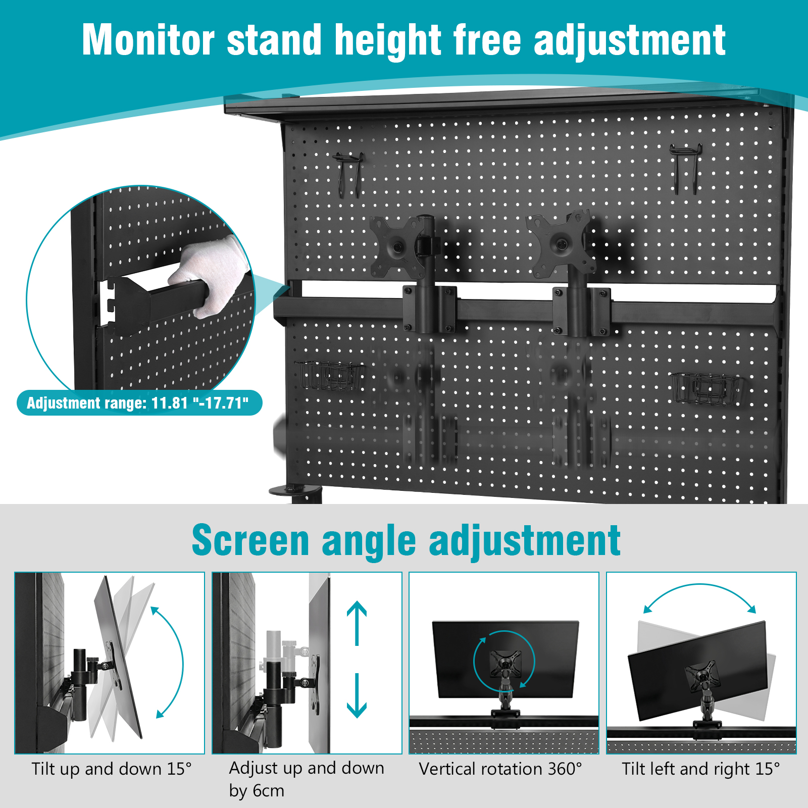 Desk Pegboard with Monitor Sta - Gaming Accessories Desktop recension och pris